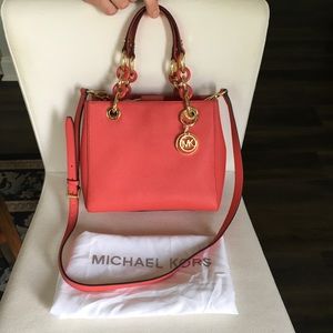 NWT Michael Kors Cynthia Small Leather Satchel Watermelon